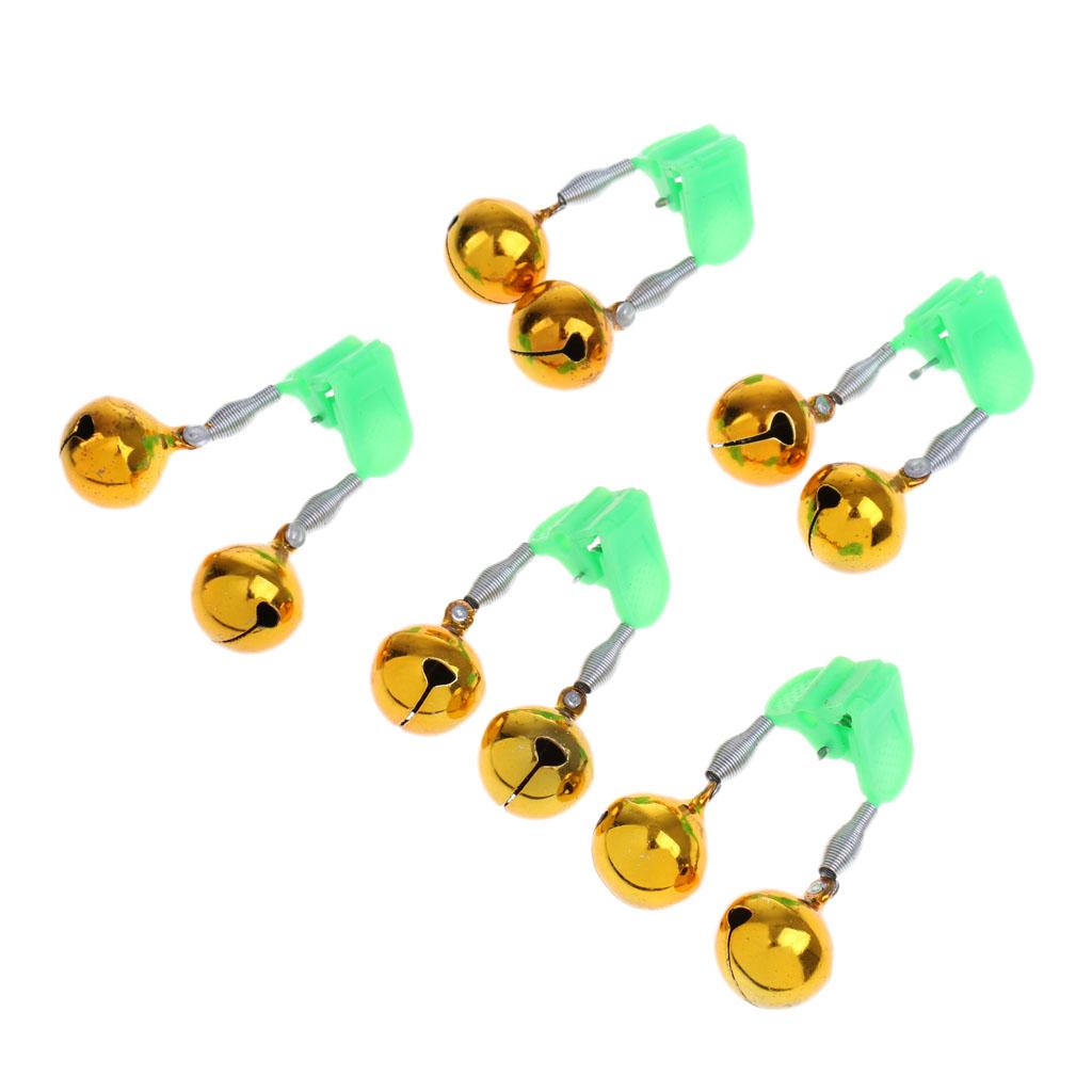 5pcs Night Fishing Rod Float Twin Bells Ring Fish Bait Bite Alarm Bell Metal Alerter Fishing Tool Accessory
