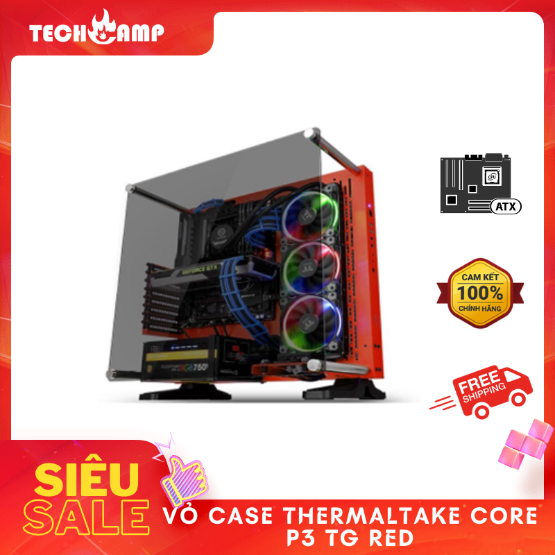 Vỏ Case Thermaltake Core P3 TG Red - Hàng chính hãng