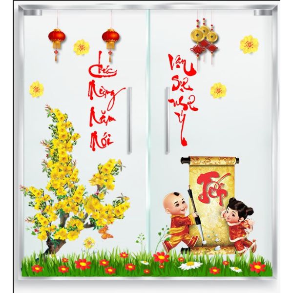 Decal trang trí tết xuân tân sửu PK622 - có sẵn keo PK622