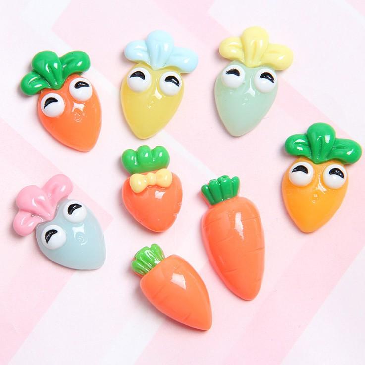HN * Charm hoa quả cà rốt củ cải trang trí vỏ ốp điện thoại, charm dán tủ lạnh, DIY
