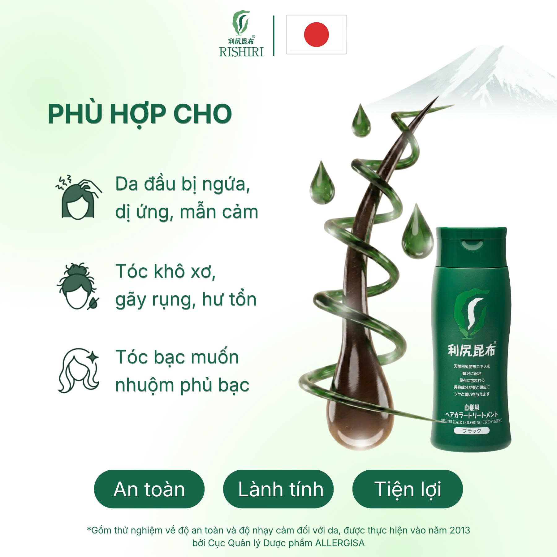 Màu Nhuộm Tóc Thiên Nhiên Cao Cấp Từ Rishiri Nhật Bản Hair Color Treatment 200G