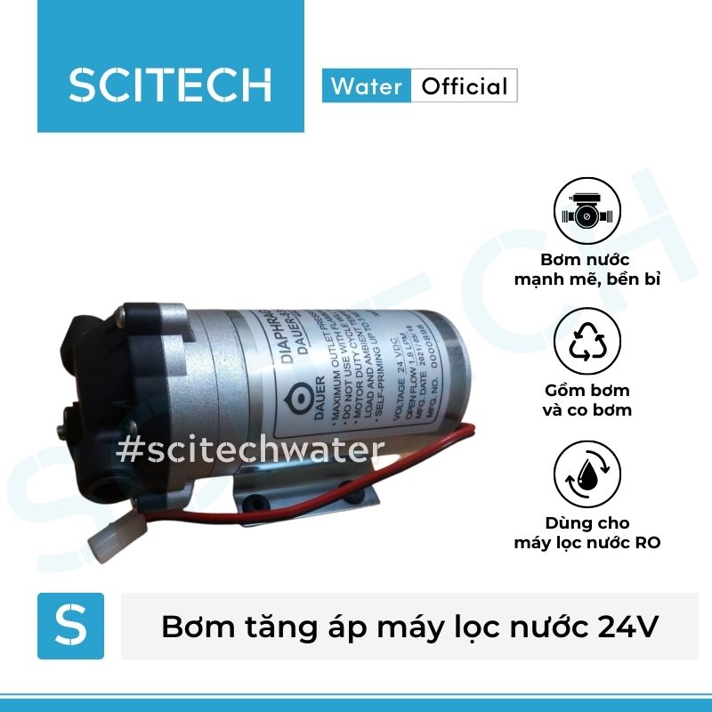 Bơm tăng áp máy lọc nước 24V (Tặng kèm co bơm) - Hàng chính hãng