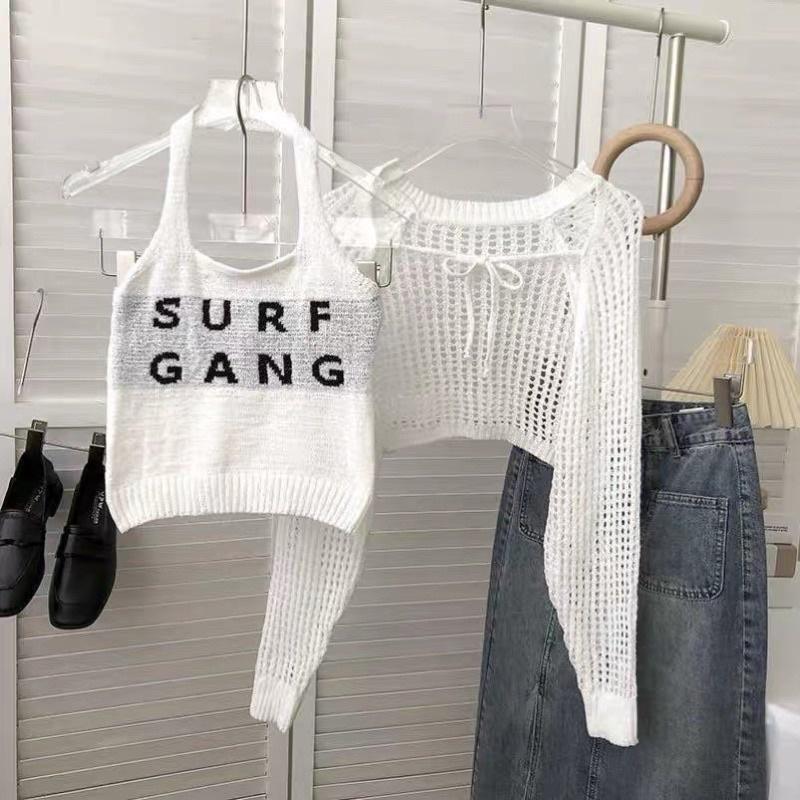 Set áo khoác lưới mix áo dây len SURFGANG hottrend 2022