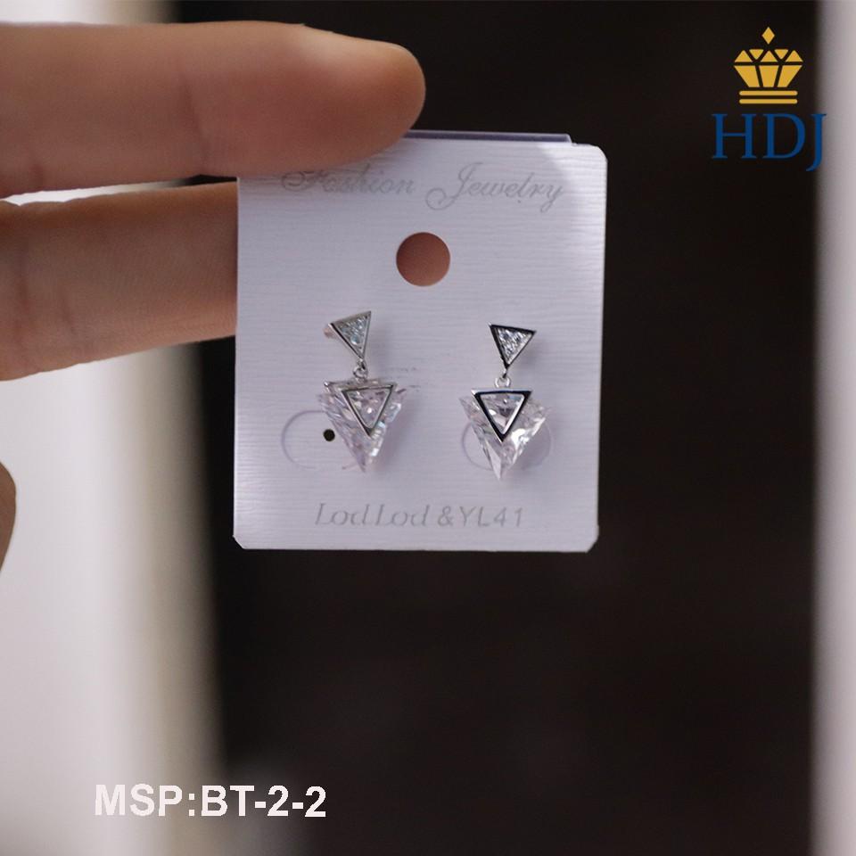 Bông Tai Khuyên tai hình kim cương đính đá sang trọng trang sức HDJ mã sản phẩm BT-2-2