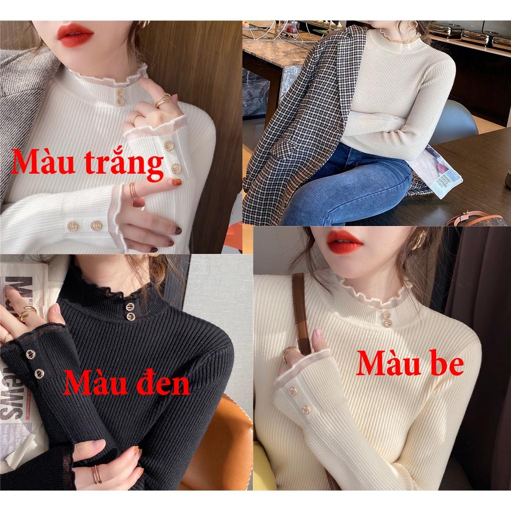 Áo len nữ cổ phối ren chuẩn hàng Quảng châu