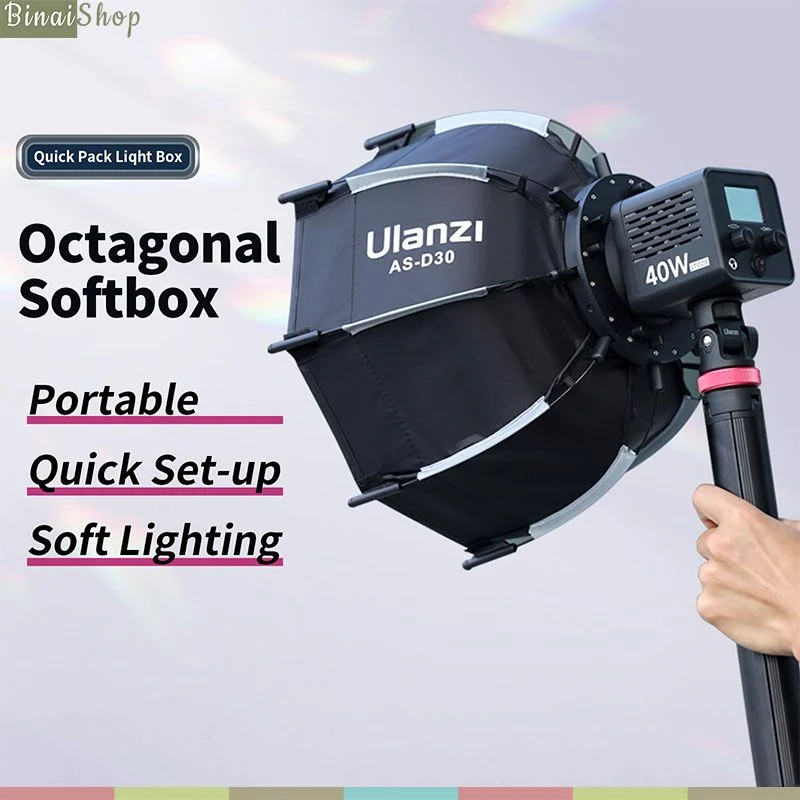 Ulanzi AS-D30 - Sofbox Bát Giác Mini Hỗ Trợ Quay Phim, Chụp Hình, Kết Nối Dễ Dàng Với Ngàm Bowens - Hàng chính hãng