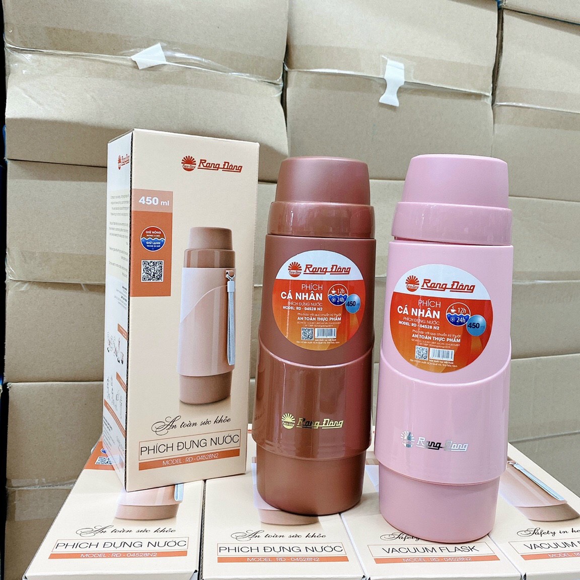 Bình phích giữ nhiệt Rạng Đông cầm tay nhỏ gọn 450ml