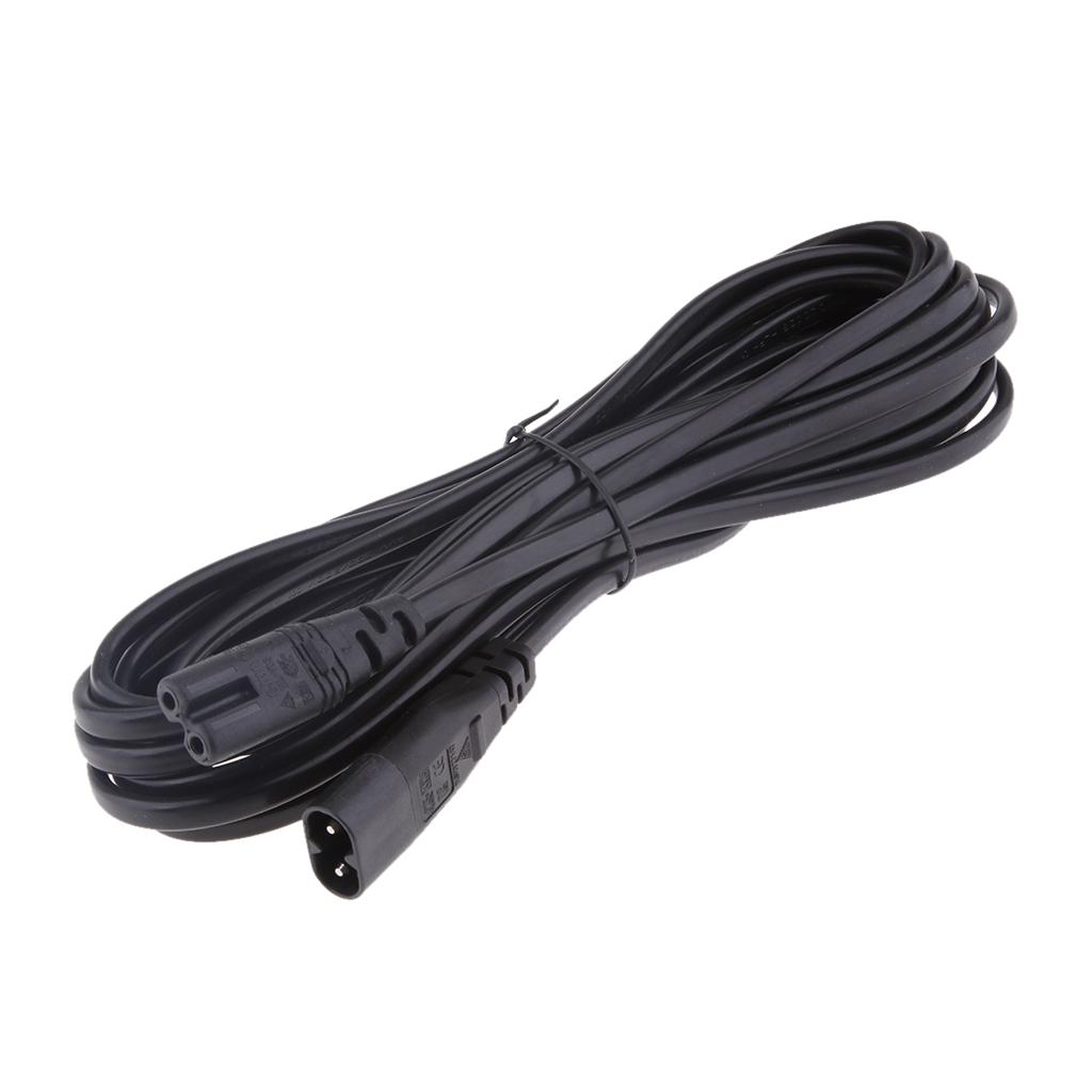 IEC 320 C8 Để C7 Cắm Chuyển Đổi Adapter Nối Dài Dây Cáp Điện 500 Cm Màu Đen