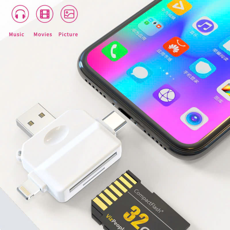 Đầu chuyển đổi 3 trong 1, Bộ chuyển đổi USB 3.0 Type C 3 trong 1, Đầu nối truyền dữ liệu Micro USB IOS OTG - Giao Màu Ngẫu Nhiên - Hàng Nhập Khẩu