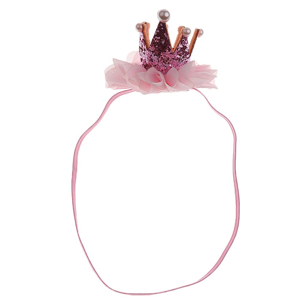 Girls Crown Pearl Princess Hair Clip Headdress Hair Accessories Red