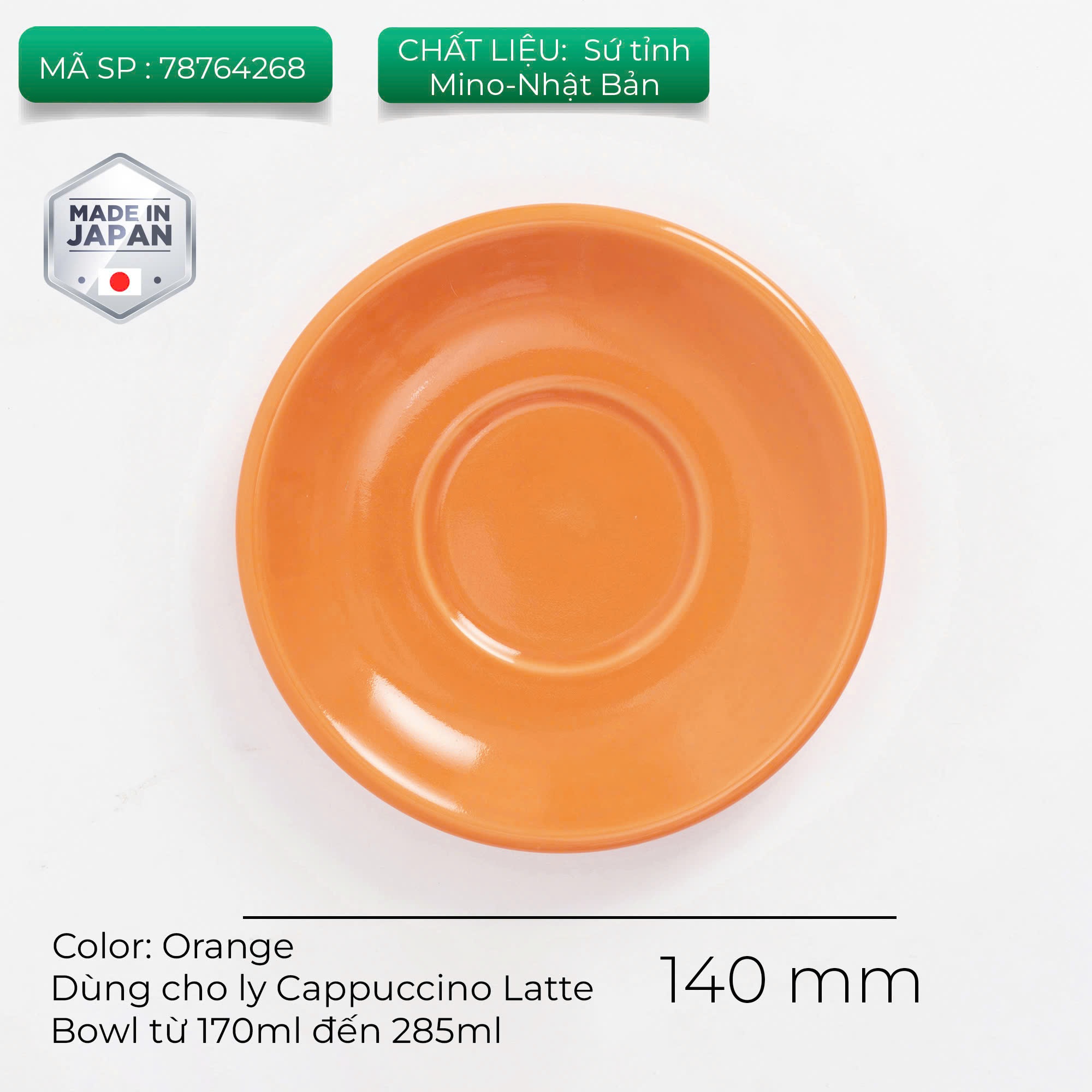 Đĩa sứ Origami Cappuccino Latte Bowl Saucer 140mm
