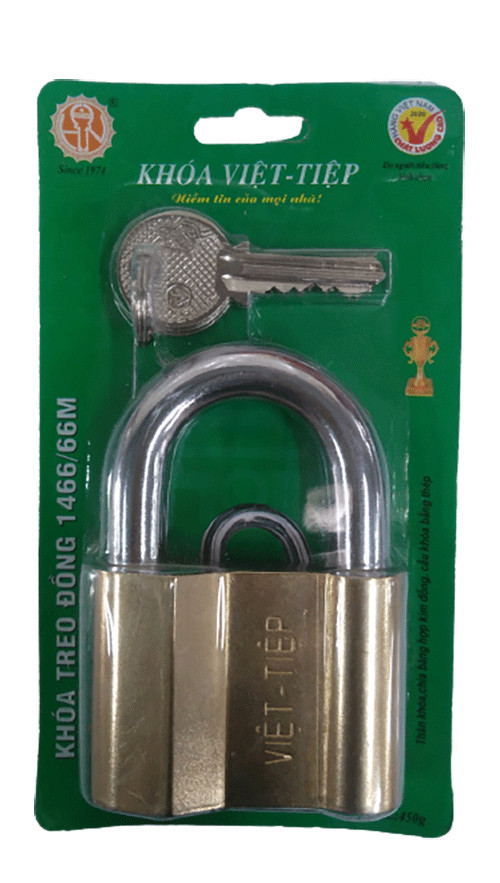 Ổ Khóa Cửa Treo Việt Tiệp Đồng Vàng - 89 X 62Mm - 146666M 0166M