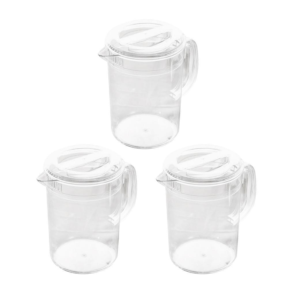 3Pack of Acrylic Pitcher with Lid for Water, Tea, Lemonade, Milk Storage 2L