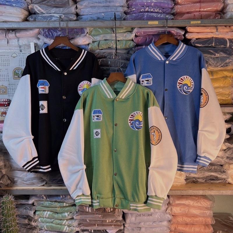 Áo khoác bóng chày bomber nỉ ngoại unisex ulzzang nam nữ, Áo khoác bomber nỉ bông dày dặn quảng châu form rộng unisex khoác bóng chày nam nữ