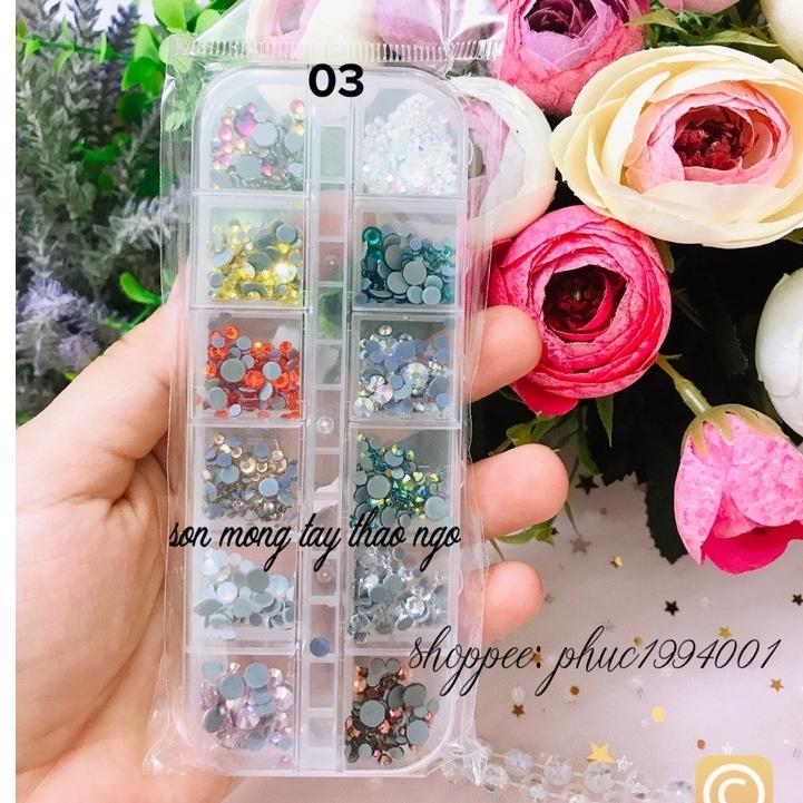 Đá trang trí móng size mini - đá chân keo mix size mix màu 1440v dành cho Nail