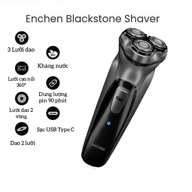 Máy Cạo Râu Cao Cấp Enchen BlackStone Hàng Nhập Khẩu Chống Nước