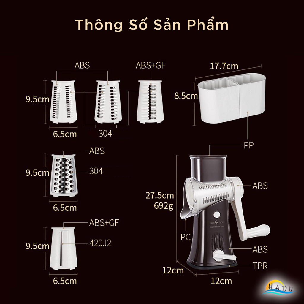 Bộ Đồ Bào Nạo Sợi Rau Củ Đa Năng 5 Trong 1 Thông Minh Cao Cấp Đạt Chất Lượng Đức SSGP