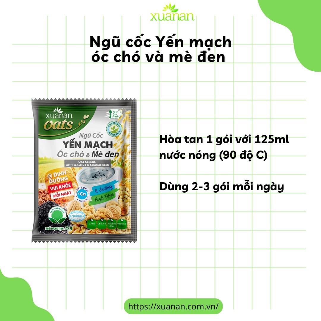 Combo 11 Túi Ngũ Cốc Yến Mạch, Óc Chó Và Mè Đen Xuân An 400G
