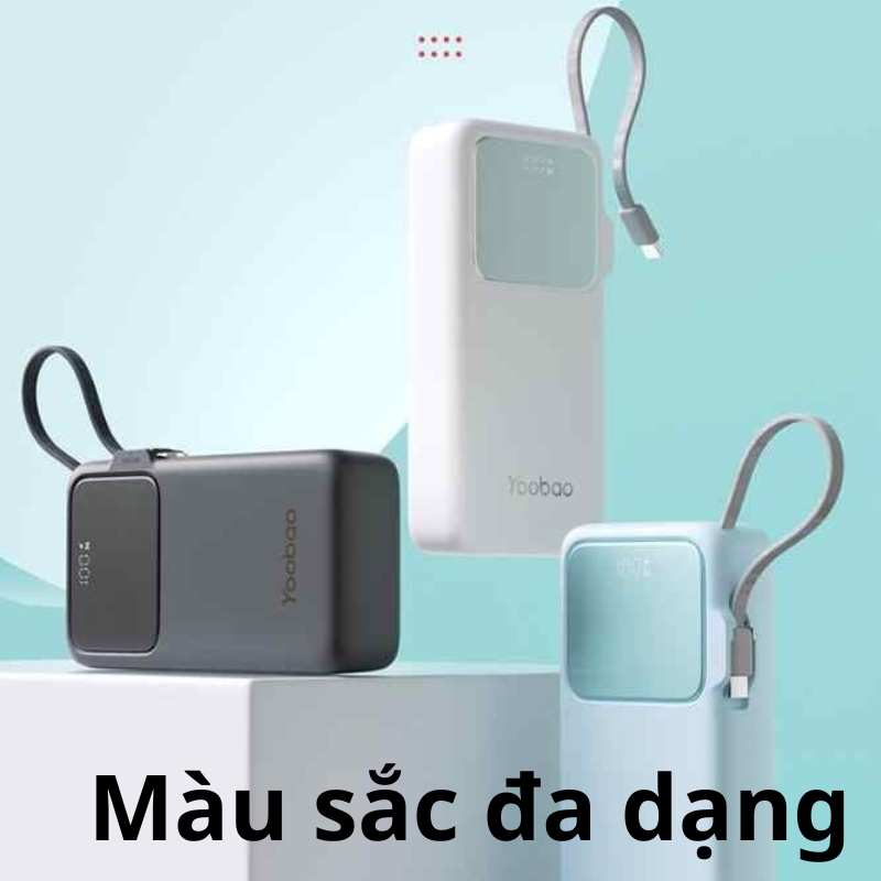 Pin sạc dự phòng 20000mAh YOOBAO PDL20/Q22 22.5W kèm cáp type-C màn hình hiển thị % pin Sạc nhanh chuẩn PD20W QC3.0 SCP22.5W Pin Dự Phòng - Hàng chính hãng