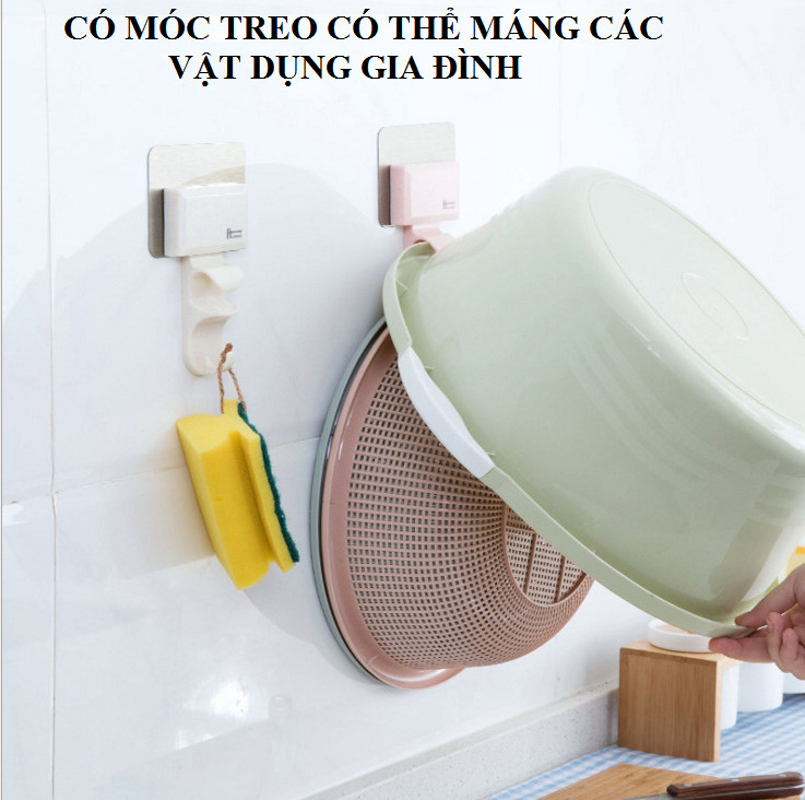 Móc Nhựa Dán Tường Treo Thau Chậu, Khăn, Giá Gắn Tường Treo Đồ Nhà Bếp, Nhà Tắm GD378-MTreoThau-2T (giao màu ngẫu nhiên)