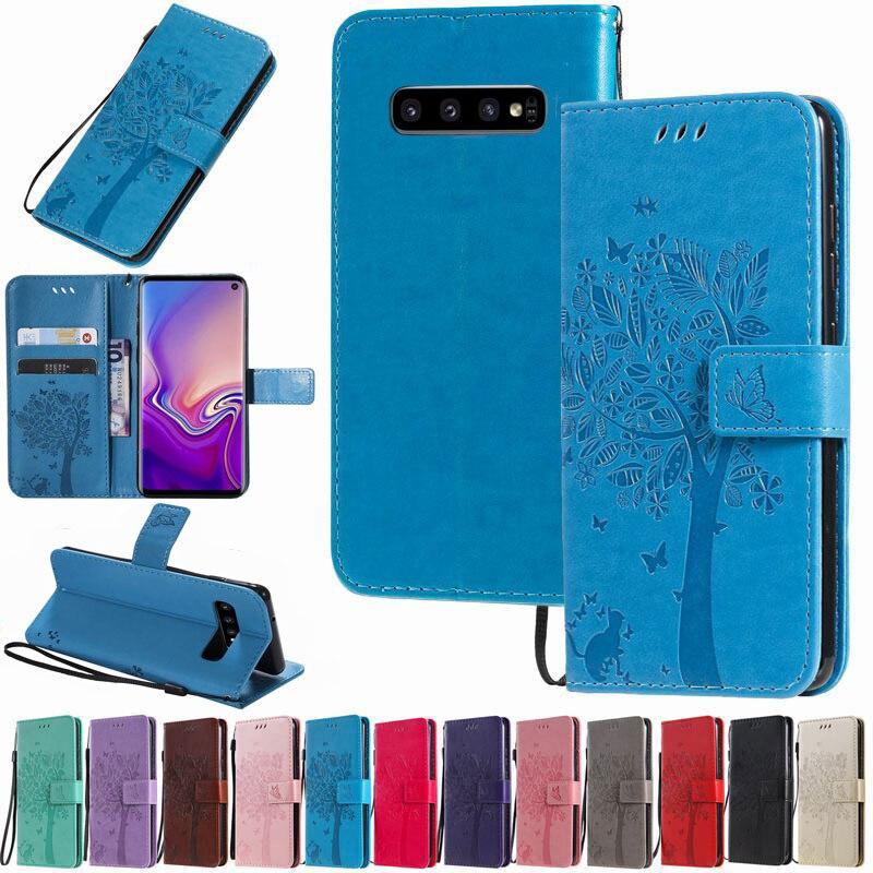 Bao Da Dập Nổi Sang Trọng Họa Tiết Cây Và Mèo Cho Samsung Galaxy S10 S10E S10 Lite S 10 5g