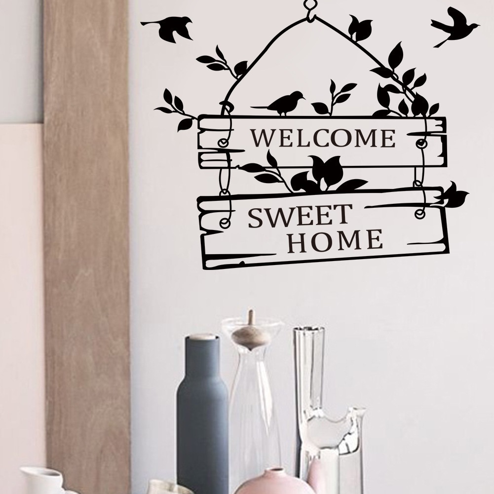 Decal dán tường, cửa kính chữ WELCOME SWEET HOME tươi vui và tràn đầy sức sống