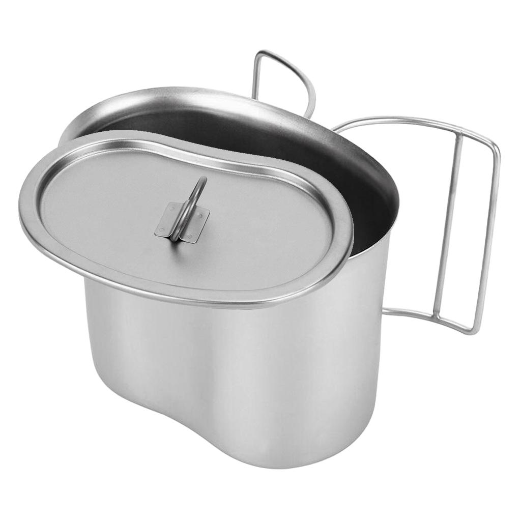 Outdoor Camping Stainless Steel Canteen Cup with Lid Single Pot Lunch Box