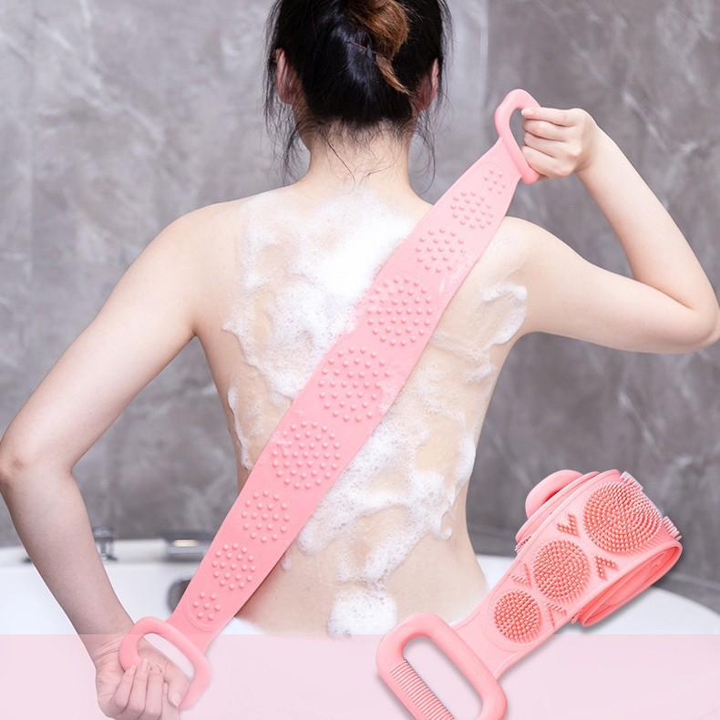 Dây Tắm Chà Lưng Silicon 2 Mặt Tiện Lợi, Massage Tẩy Da Chết Khi Tắm