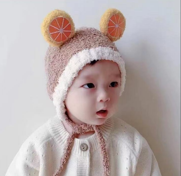 Mũ len lông xù hoa quả cực xinh cho bé từ 3 tháng đến 2 tuổi