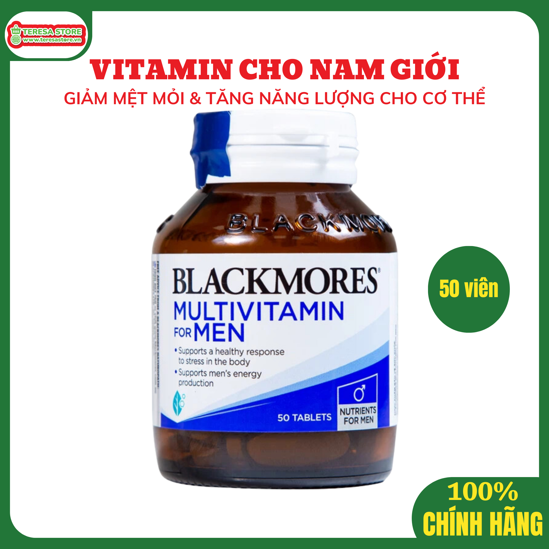 Vitamin Tổng Hợp Cho Nam Giới Hỗ Trợ Tăng Cường Sinh Lý Blackmores Multivitamin For Men Lọ 50 Viên