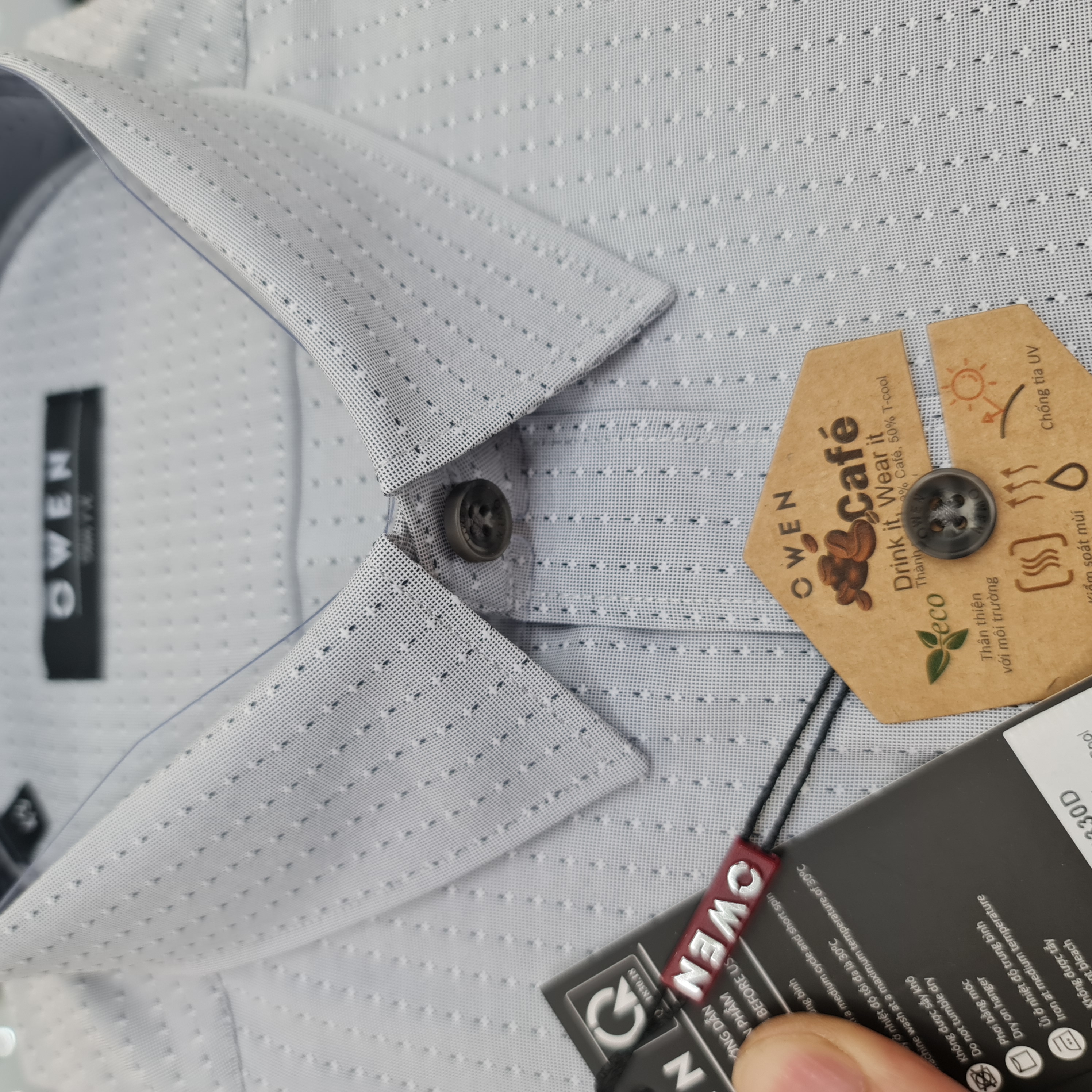 OWEN - Áo sơ mi nam dài tay dáng SLIMFIT sợi Cafe - Mã AS23330D