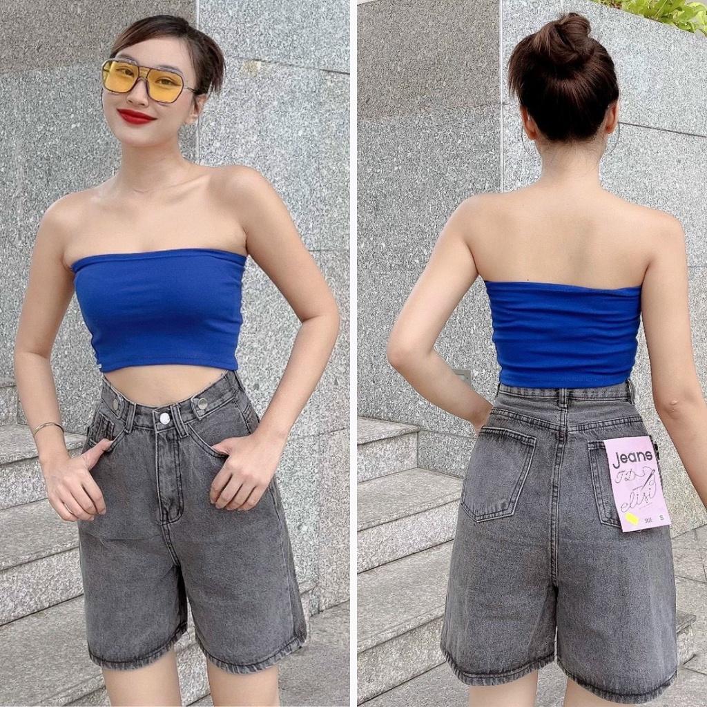 Quần Short Jean Ngố Nữ Ống Rộng 2 Back Lưng Cao Chất Bò Phong Cách Ulzzang Hàn Quốc 4 Màu - 441