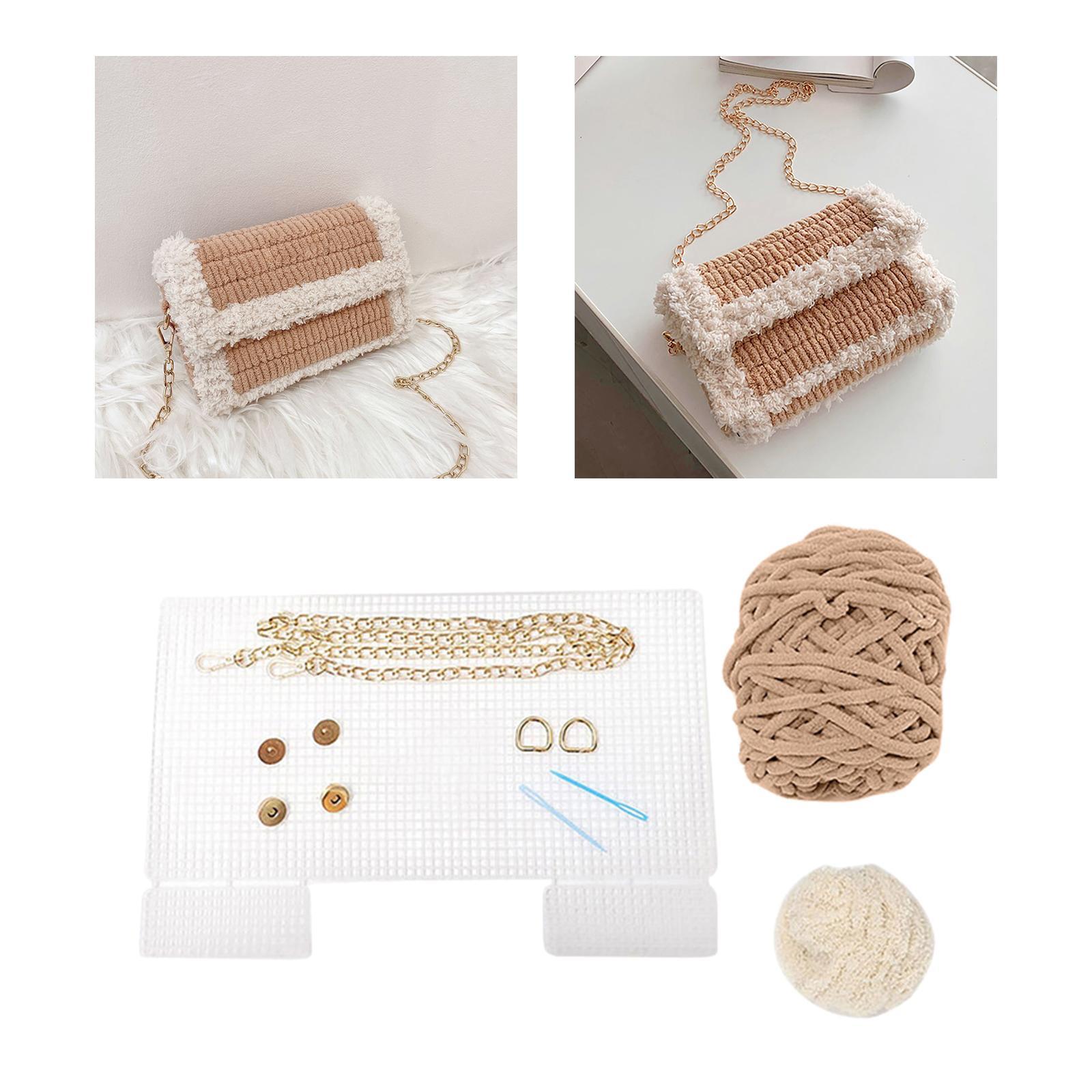 Bag DIY Materials with Straps Hand Knit Woven Bag Bag Knitting Plastic Mesh Template Bag Making Kit