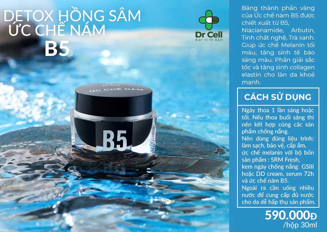 Kem B5 Dr Cell 30g B5 ức chế nám Dr Cell ngăn ngừa nám dưỡng trắng phục hồi da - Hàng Chính Hãng