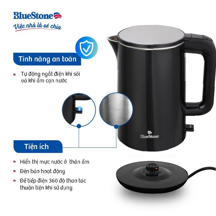 Ấm Đun Siêu Tốc BlueStone KTB-3455, 1.5Lit - 2200W, 2 Lớp Siêu Bền - Hàng Chính Hãng