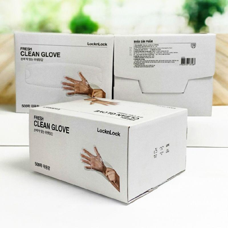 Hộp 500 Găng Tay Bằng Nhựa PE Cao Cấp Dùng Chế Biến Thực Phẩm LWP800
