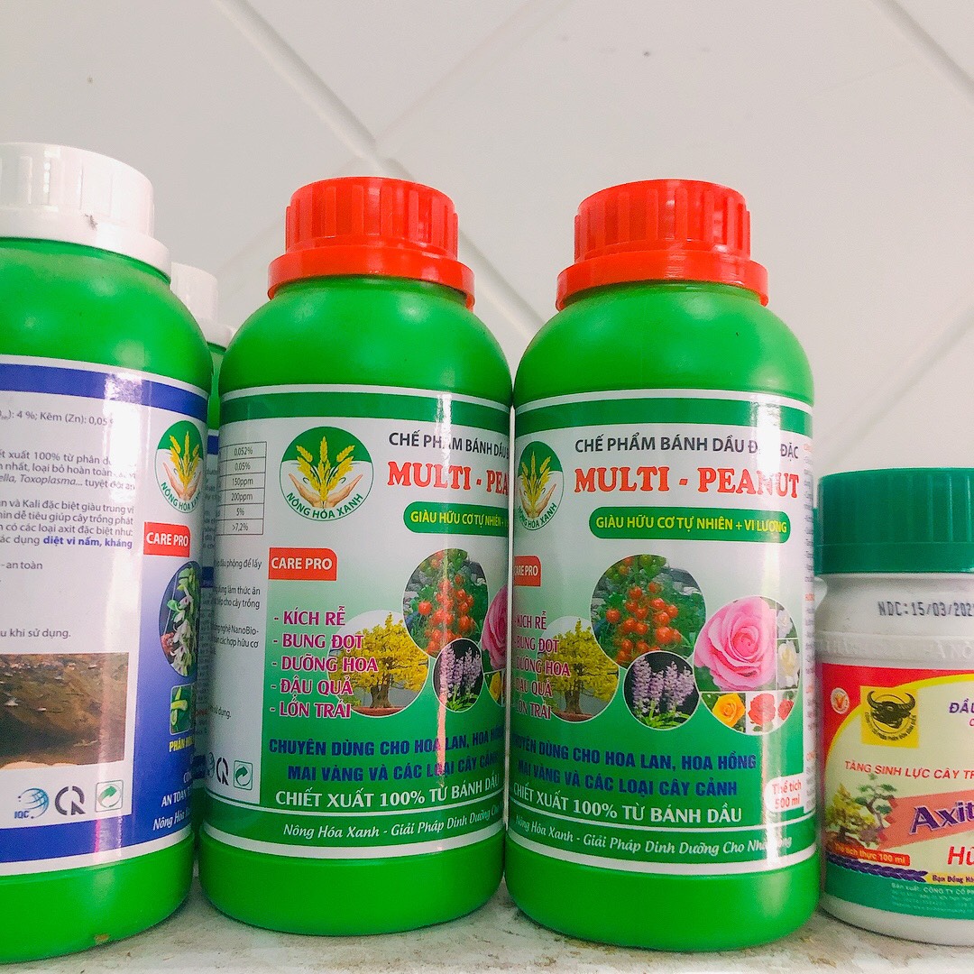 Phân bón bánh dầu đậm đặc Multi Peanut chuyên cho hoa lan, hoa hồng, mai vàng, cây cảnh - 500ml