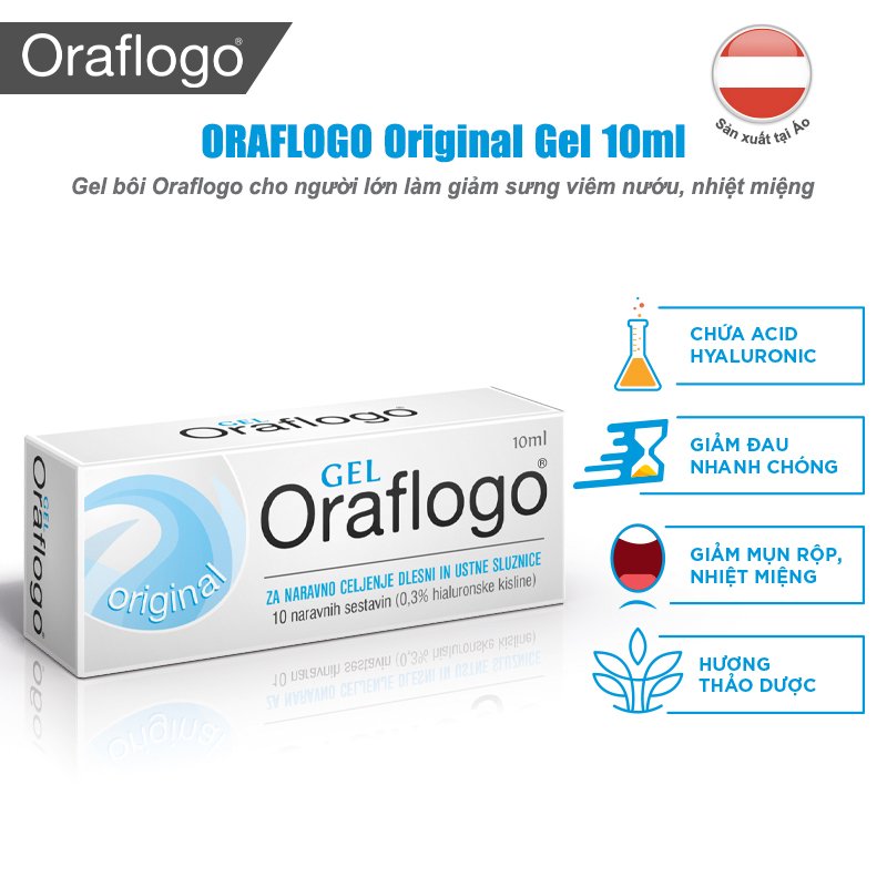 Gel bôi hỗ trợ giảm sưng viêm, lở loét miệng - Oraflogo Original gel tuýp 10ml