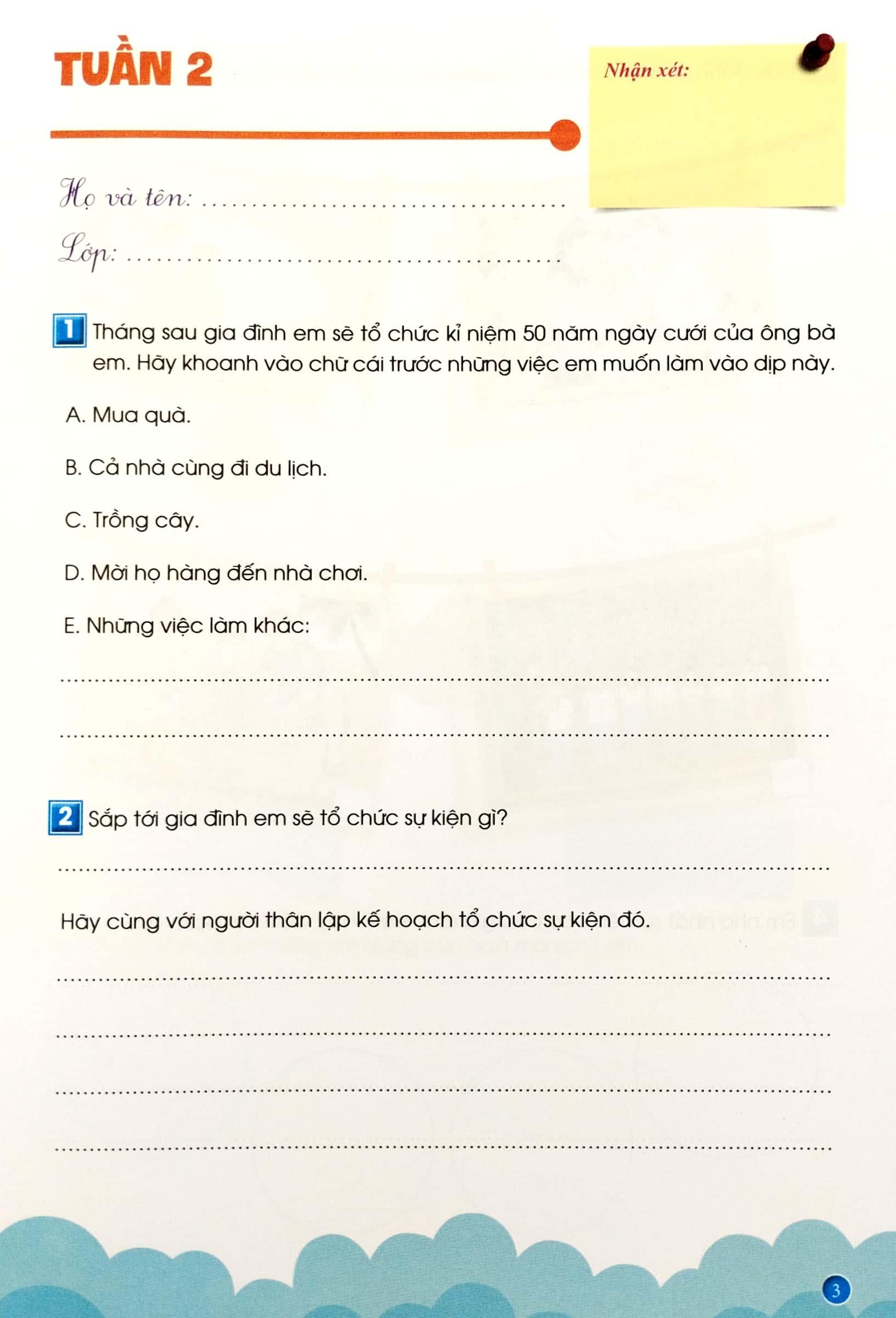 Phiếu Thực Hành Cuối Tuần Tự Nhiên Và Xã Hội 3