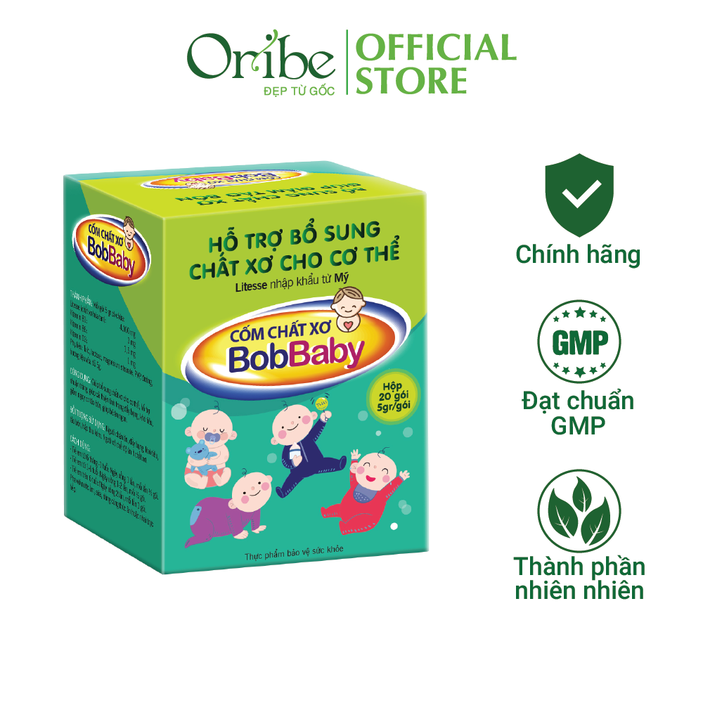 Cốm Chất Xơ BobBaby Hỗ Trợ Bổ Sung Chất Xơ Cho Bé Giảm Nguy Cơ Táo Bón Nguyên Liệu Nhập Khẩu Mỹ Hộp 20 Gói