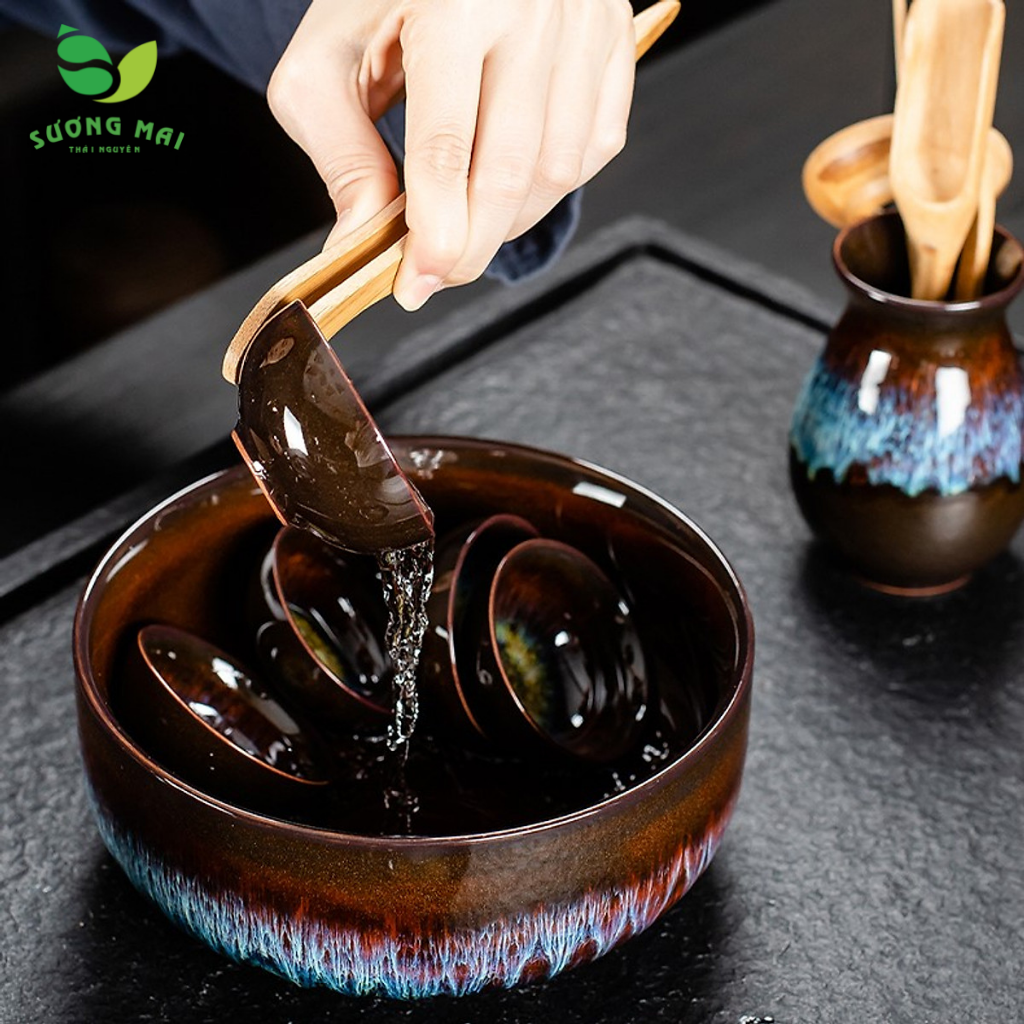 Bộ ấm chén pha trà men hỏa biến 15 món