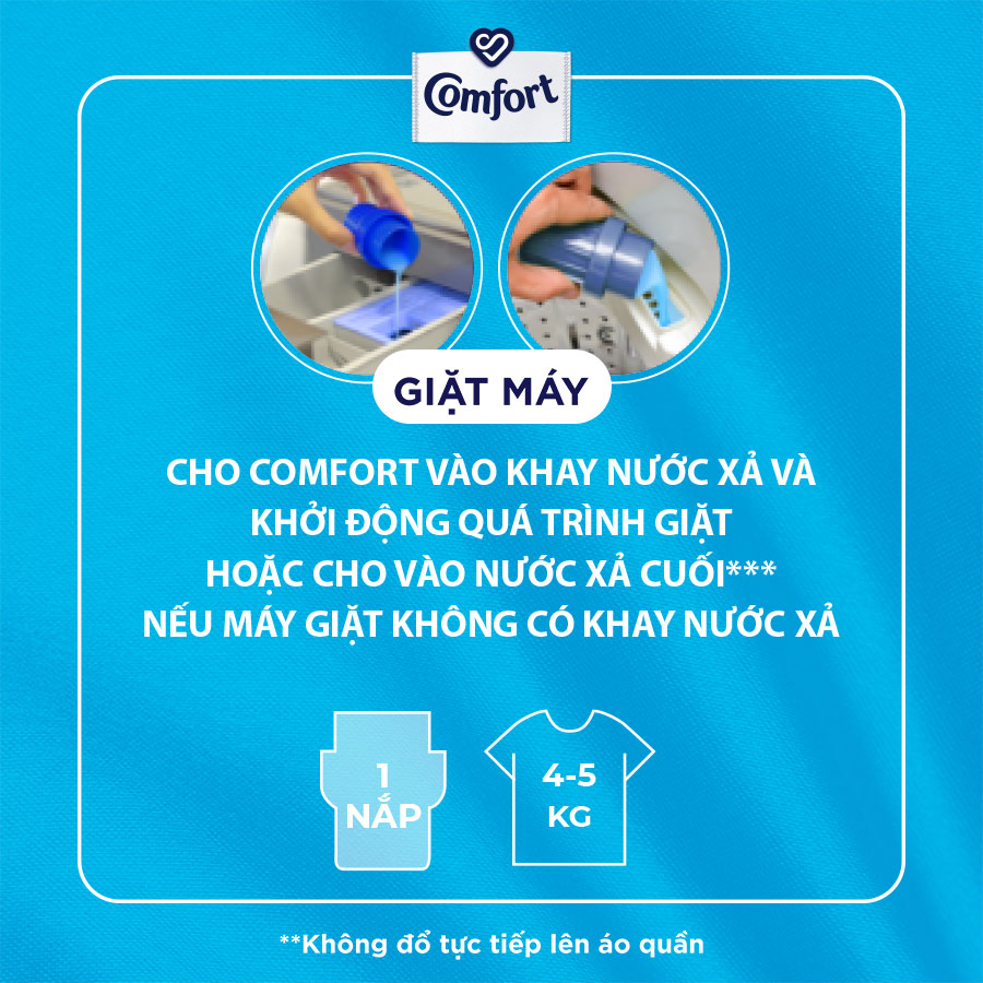 Combo 2 túi Nước Xả Vải Comfort Giữ Màu & Bền Vải Một Lần Xả Hương Vườn Xuân túi 3.8L
