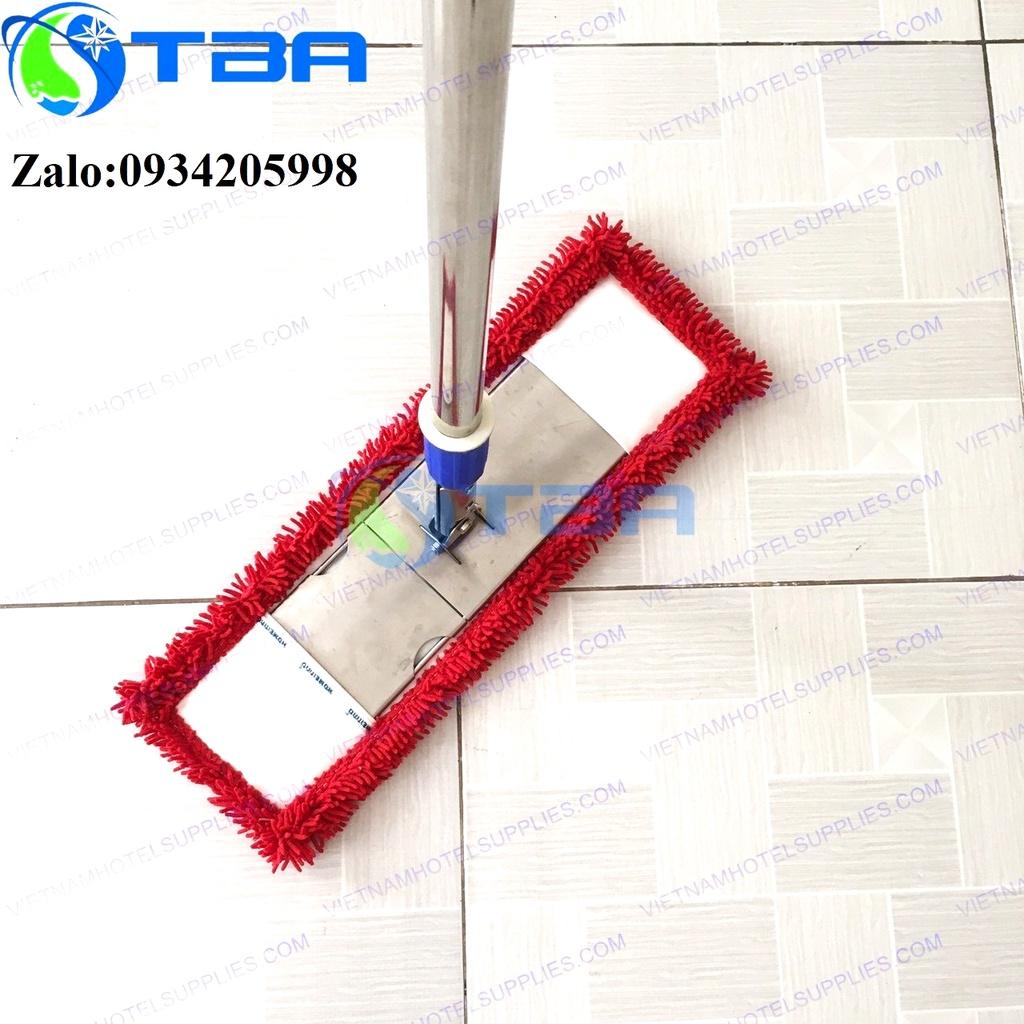 Cây lau sàn công nghiệp bản 45cm cán tăng đơ nhập khẩu với sợi microfiber màu đỏ cao cấp mới