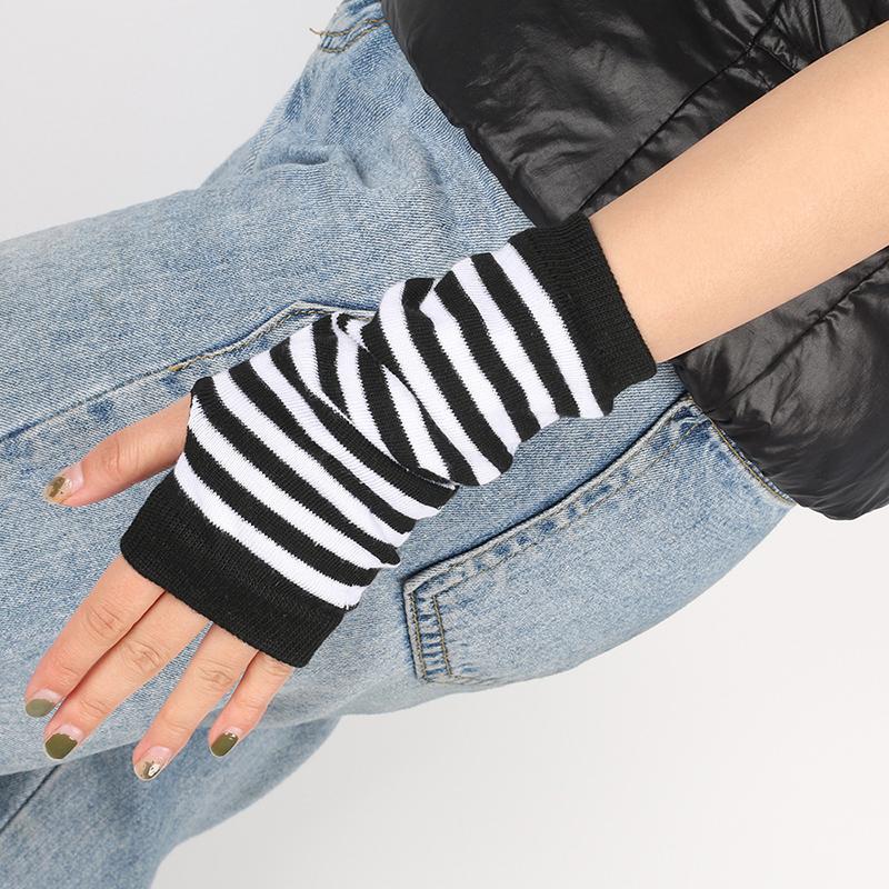 Hoạt Hình Sọc Găng Tay Hở Ngón Dệt Kim Fingerless Gloves Cosplay Thời Trang Nữ Trẻ Em Độ Đàn Hồi Găng Tay Mỏng Phụ Kiện Trang Trí Color: A5