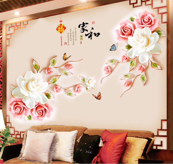 DECAL DÁN TƯỜNG HOA HỒNG TRẮNG - HP530