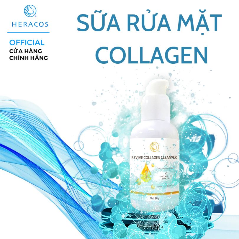 Sửa rửa mặt trắng da ngừa mụn giảm nhờn sửa rửa mặt collagen Heracos