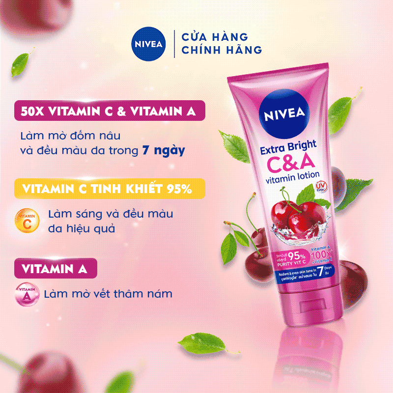 Bộ Đôi Sữa Dưỡng Thể NIVEA Vitamin C&amp;E &amp; Vitamin C&amp;A Sáng Mượt | Đều Màu Da Sau 7 Ngày (180 ml)