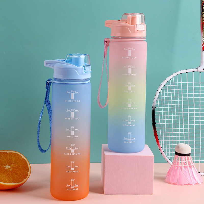 Bình Đựng Nước Thể Thao 1000ML Kiểu Dáng Sporty Tiện Dụng Cung Cấp Đủ Nước Có Vạch Chia Nước 3D Thời Trang