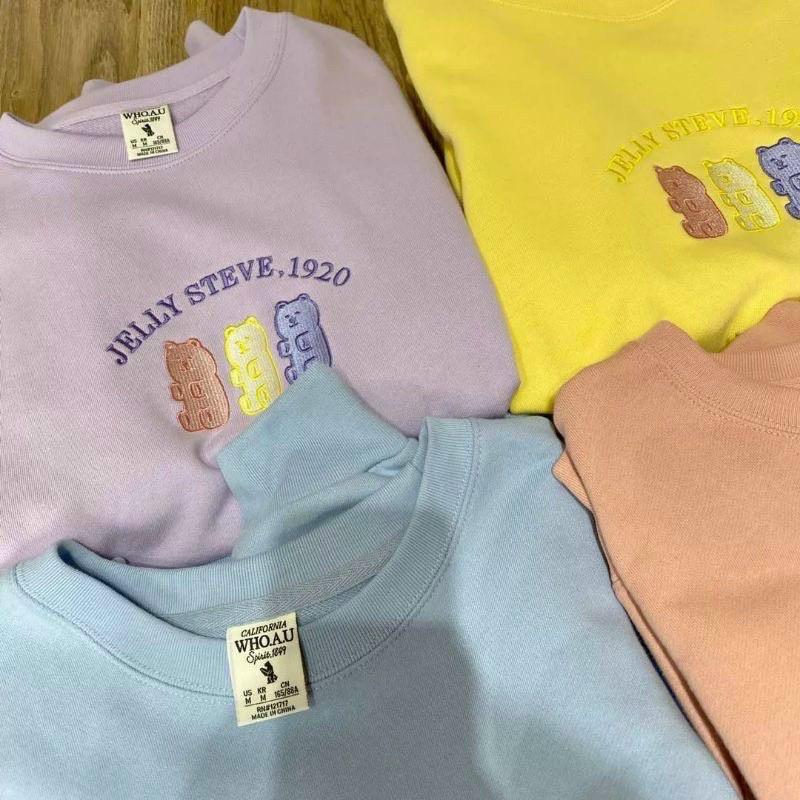 Áo Sweater Nỉ Ngoại Tay Bồng ️ Áo Sweater Thêu Gấu Sắc Nét Form Rộng Unisex Tay Dài