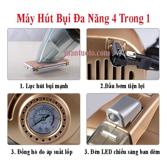 Máy hút bụi mini kiêm bơm lốp ô tô 4 trong 1